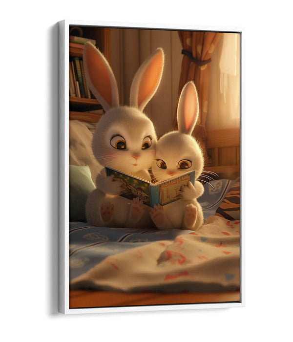 Kids Bedroom Canvas Art - Mother and Child Bunny Float Effect Wall Decor