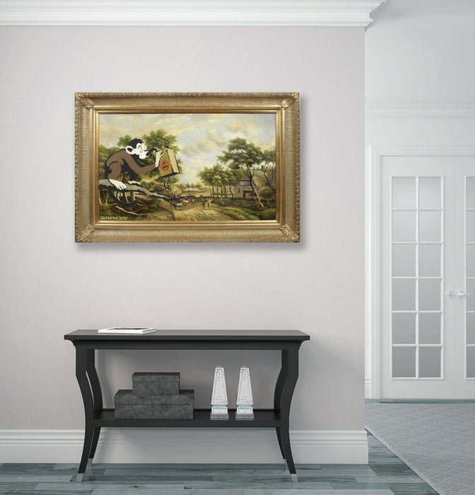BANKSY MONKEY POISON CANVAS WALL ART PRINT ARTWORK PICTURE GRAFFITI GOLD
