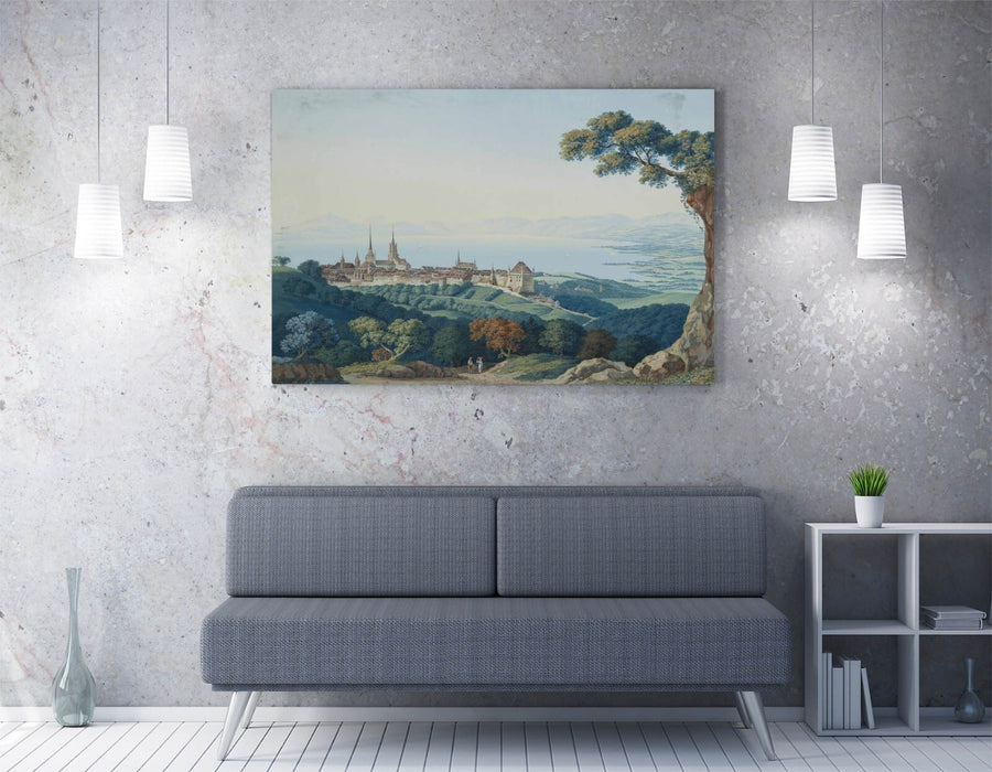 Canvas Wall Art | Carl Ludwig Hackert Lausanne View On Custom MDF Frame Print