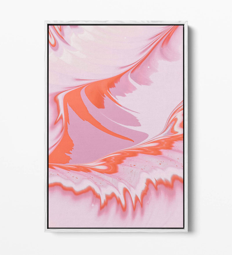 Float Effect Canvas Art – Pastel Pink Orange Wavy Abstract Wall Decor Print