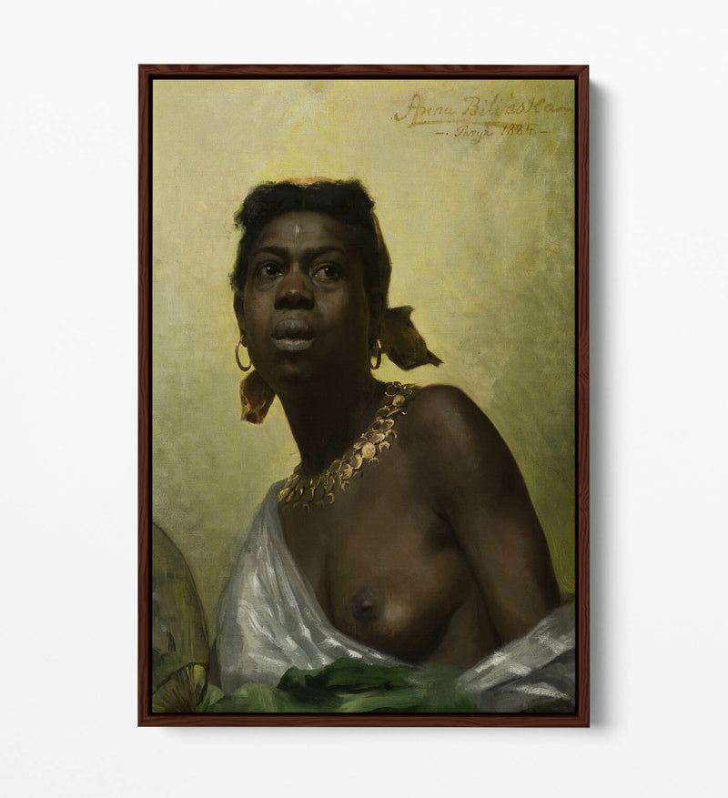 Float Effect Canvas Art – Anna Bilinska Black Woman Artwork on MDF Frame