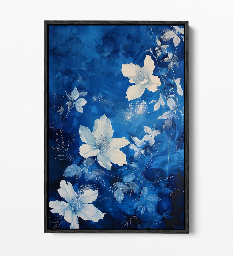 Canvas Art Print – Blue Flower Canvas With Float Effect Frame | Handmade UK