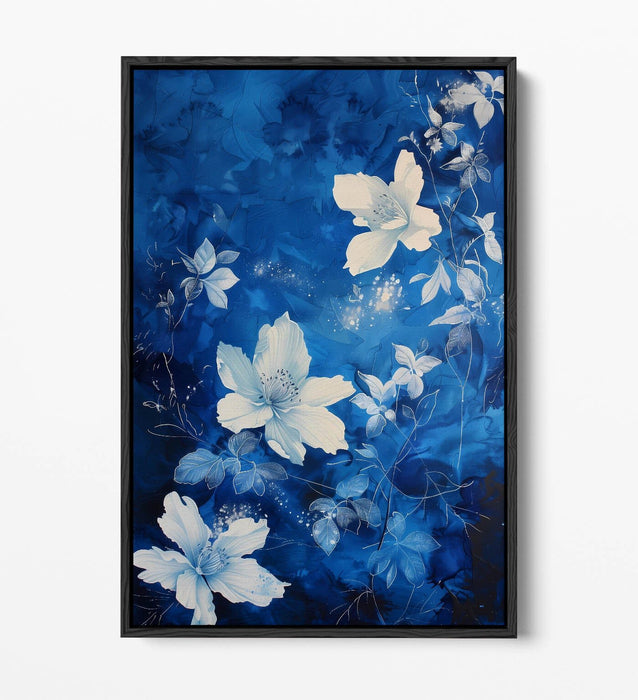 Canvas Art Print – Blue Flower Canvas With Float Effect Frame | Handmade UK