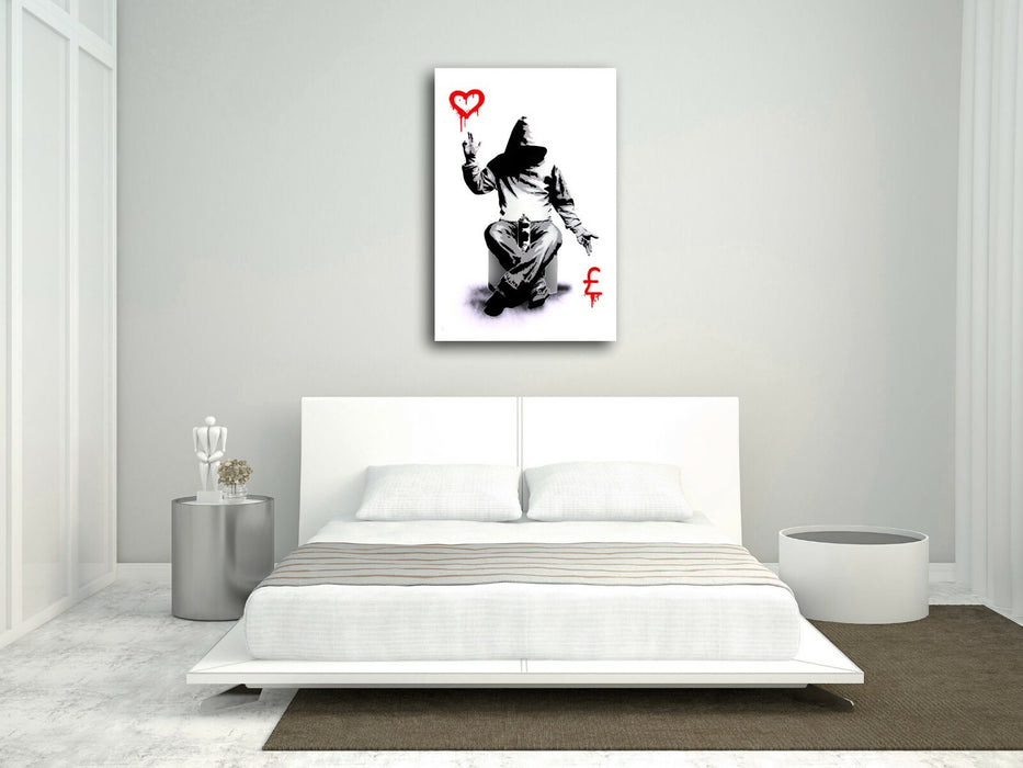 BANKSY LOVE OR MONEY GRAFFITI CANVAS WALL ART PRINT ARTWORK PAINTING DEEP FRAMED