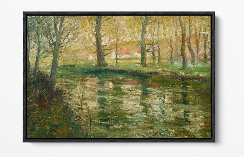 Canvas Wall Art - Ernest Lawson Red Rooftops Handmade Float Effect Frame