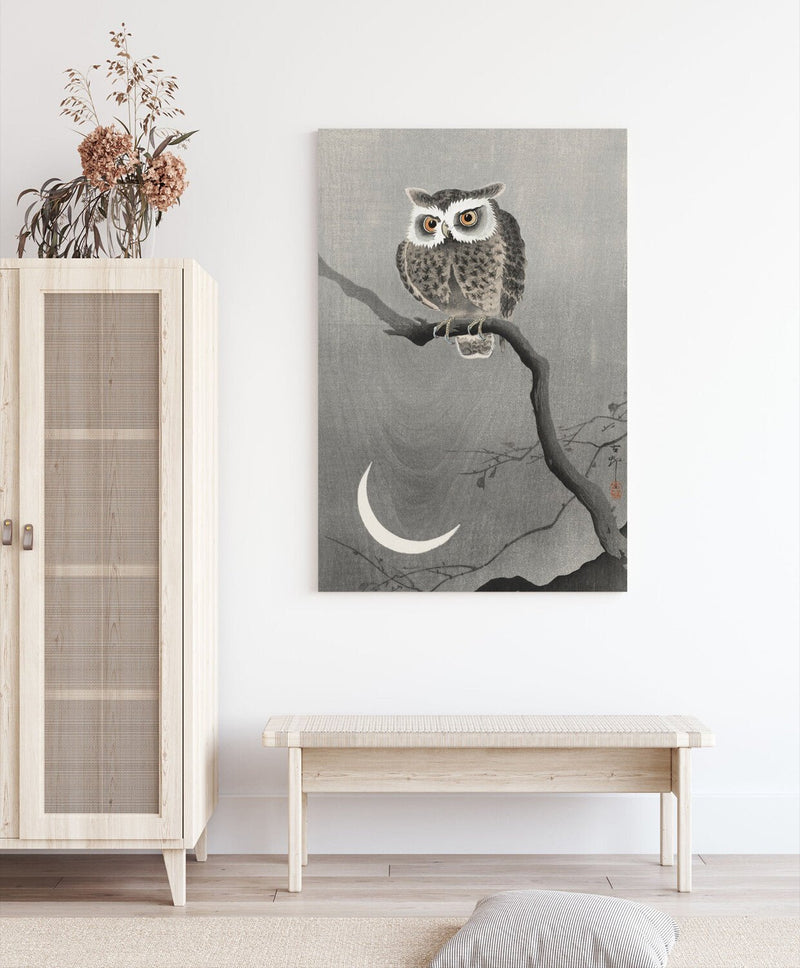 Owl Canvas Wall Art – Handmade Japanese Owl Print on Archival Grade Canvas