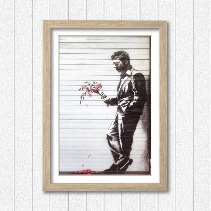 Banksy Framed Poster – Handmade UK Poster With Archival Ink Print & Woodgrain Frame