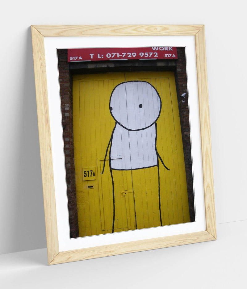 Stik Stick Man Poster – Framed Wall Art With Yellow Door Artwork & Urban Street Style