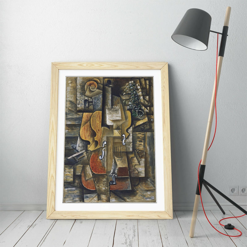 Picasso Framed Poster - Violin Artwork With Grape Art Print | Handmade UK Poster