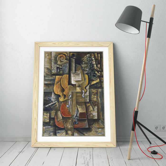 Picasso Framed Poster - Violin Artwork With Grape Art Print | Handmade UK Poster