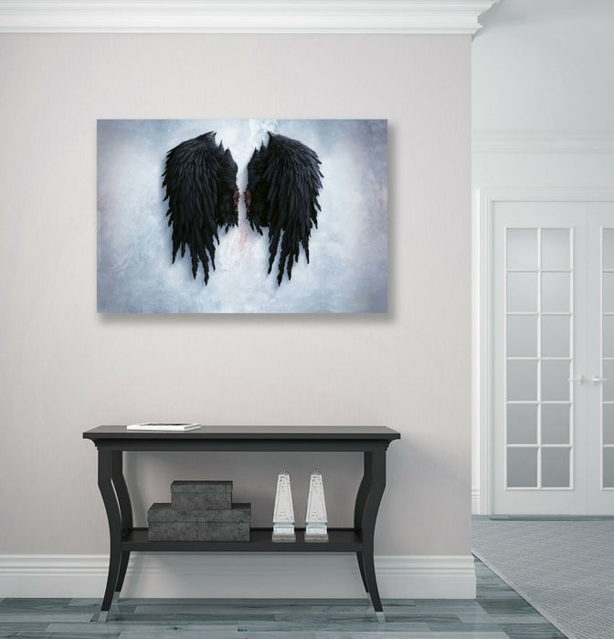 FALLEN BROKEN ANGEL WINGS BANKSY BLACK CANVAS STREET WALL ART PICTURE PRINT