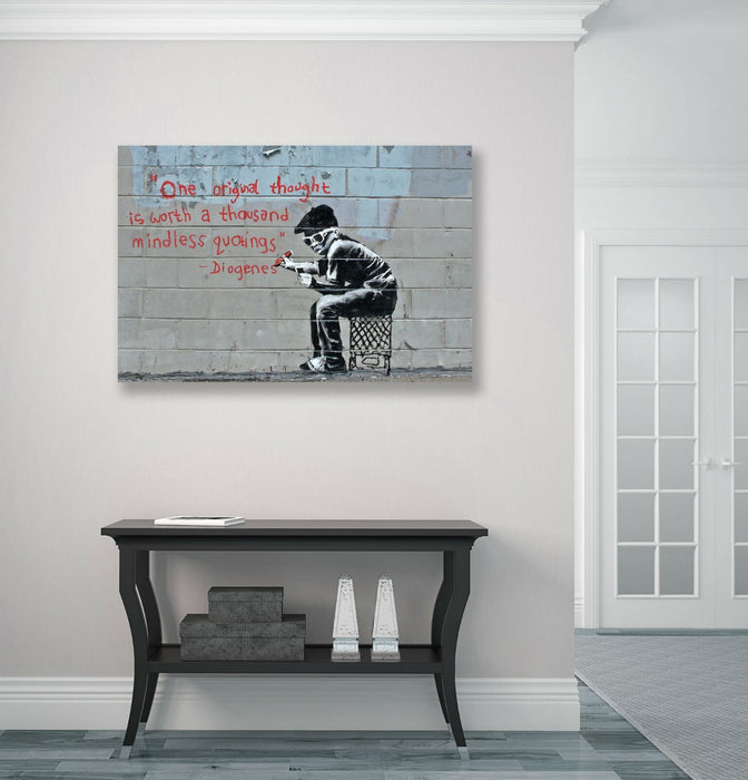 BANKSY CANVAS STREET WALL ART PRINT ARTWORK - ORIGINAL THOUGHT