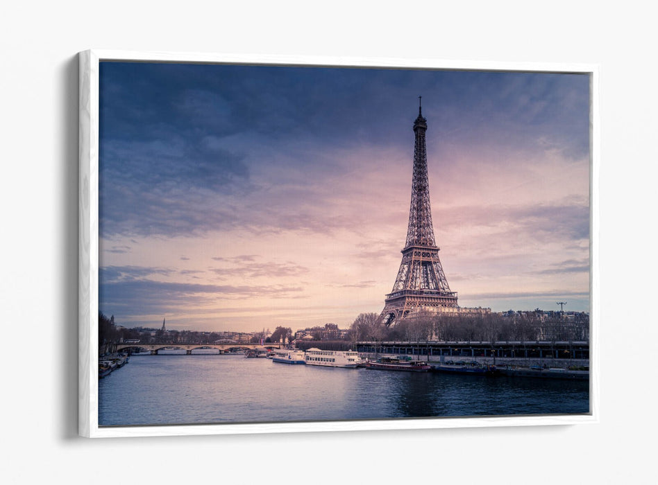 Canvas Wall Art – Paris River Landscape With Eiffel Tower | Float Effect Print