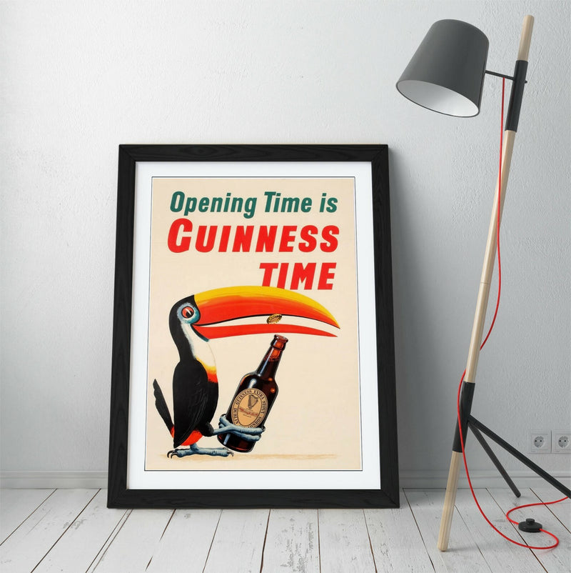 Vintage Guinness Poster - Framed Wall Art With Woodgrain Frame & Matte Paper Print