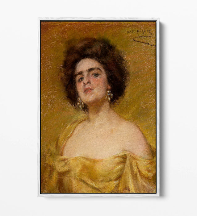 Canvas Wall Art - Laura In Yellow Print | Float Effect Canvas Art Print With Premium Varnish Finish