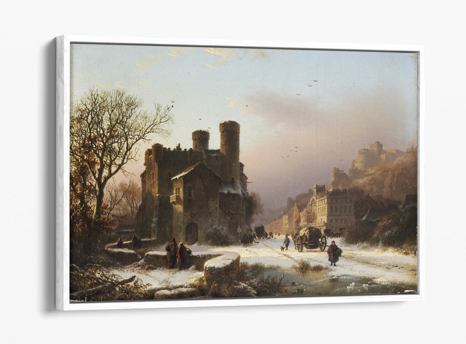 BAREND KOEKKOEK, WINTER LANDSCAPE -FLOAT EFFECT CANVAS WALL ART PIC PRINT