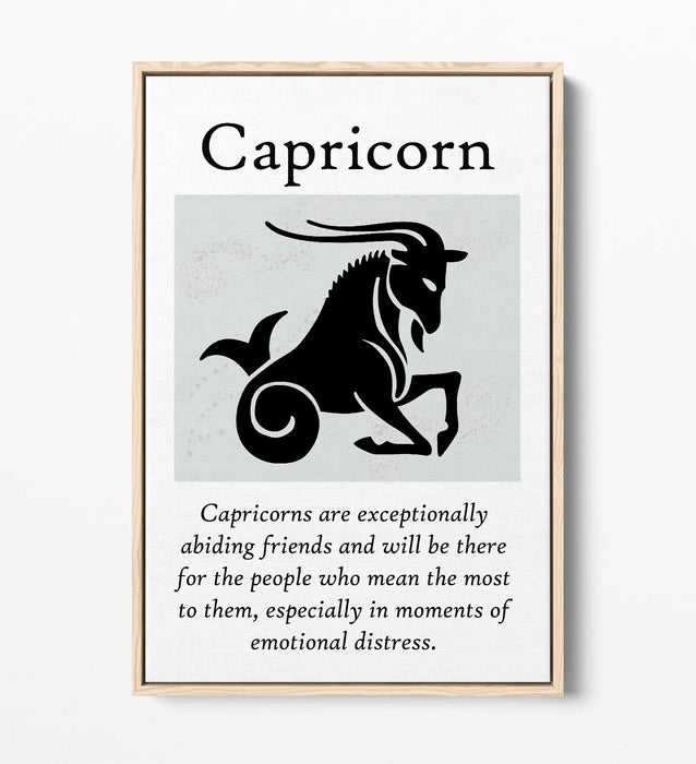 CAPRICORN STAR SIGN ZODIAC ASTROLOGY QUOTE -FLOAT EFFECT CANVAS WALL ART PRINT