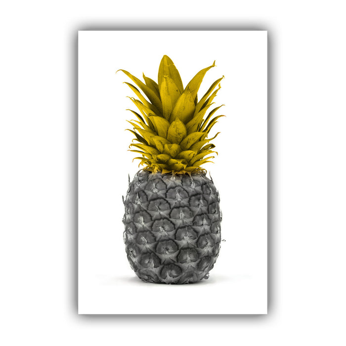 Canvas Wall Art Print – Pineapple Black White Yellow Mustard Decor on Archival Grade Canvas