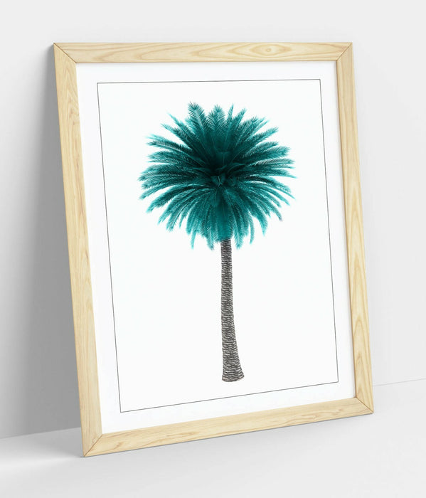 TEAL PALM TREE -ART FRAMED POSTER PICTURE PRINT ARTWORK-