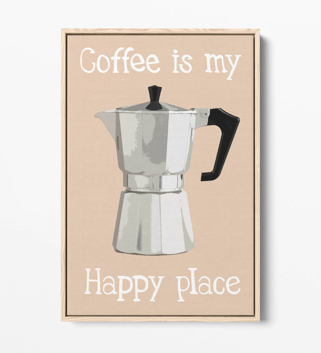 Moka Pot Coffee Poster – Handmade Kitchen Decor Print | Float Effect Canvas Wall Art