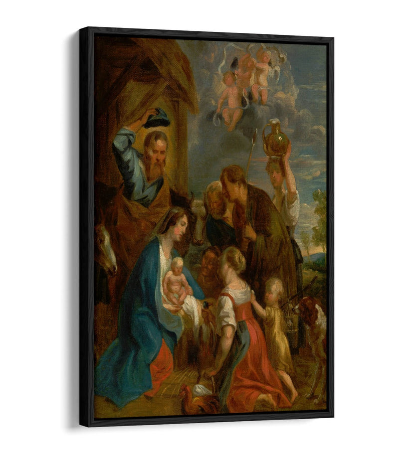 Float Effect Canvas Art – Jacob Jordaens Adoration of the Shepherds Print on MDF Frame