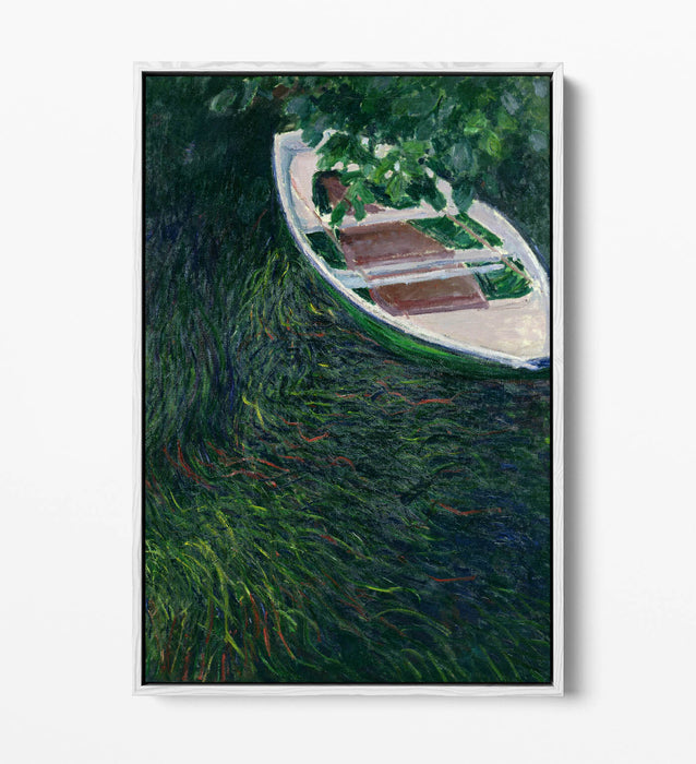 Canvas Wall Art Print – Claude Monet Row Boat Float Effect On Premium Frame