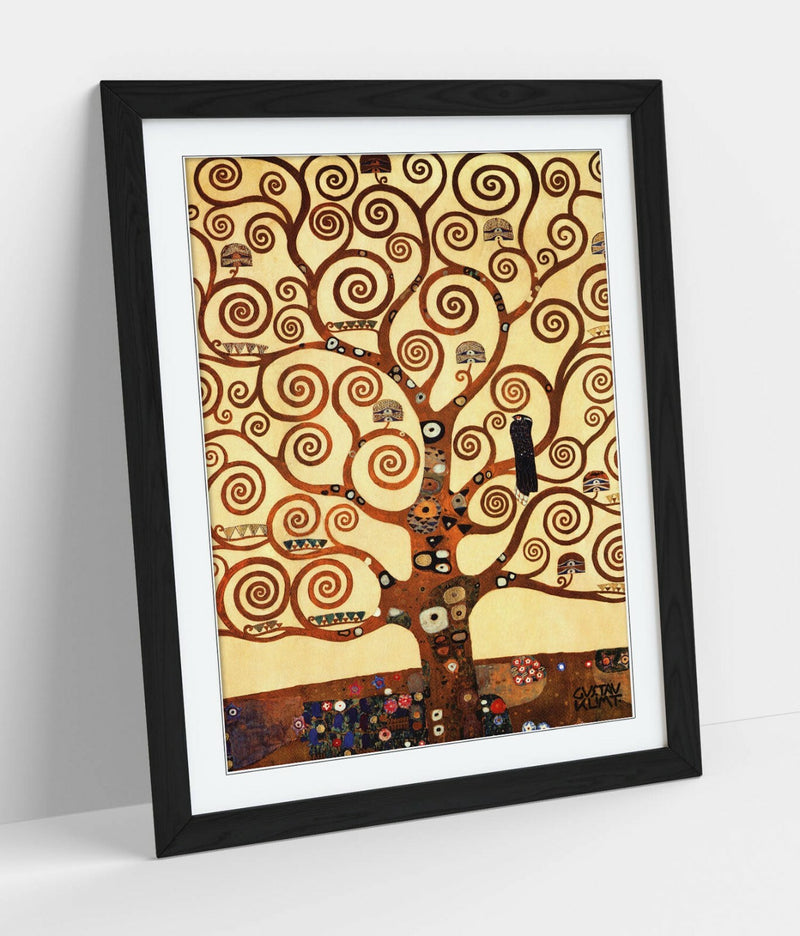 Framed Art Print - Gustav Klimt Tree of Life Poster with Gold Leaf Artwork | Ready to Hang