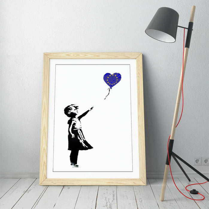 BANKSY BALLOON GIRL EUROPEAN FLAG BREXIT-FRAMED ART POSTER PICTURE PRINT ARTWORK