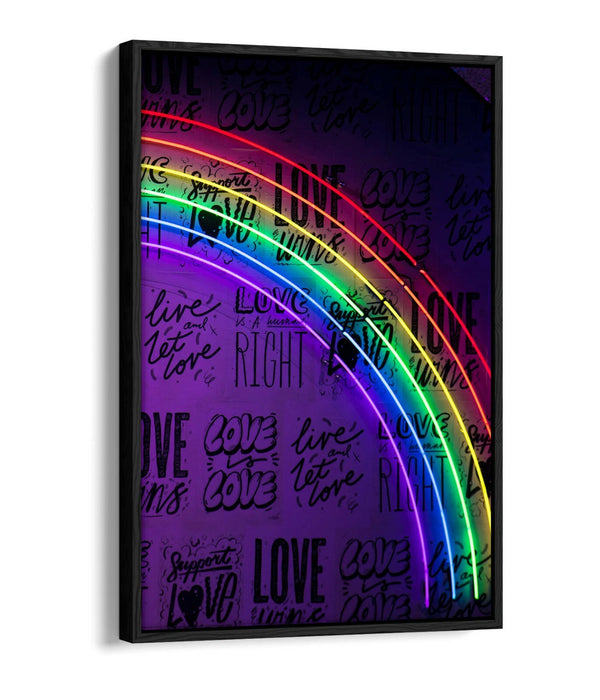Neon Lights Canvas - Rainbow Wall Art With Float Effect Frame | Handmade UK Canvas
