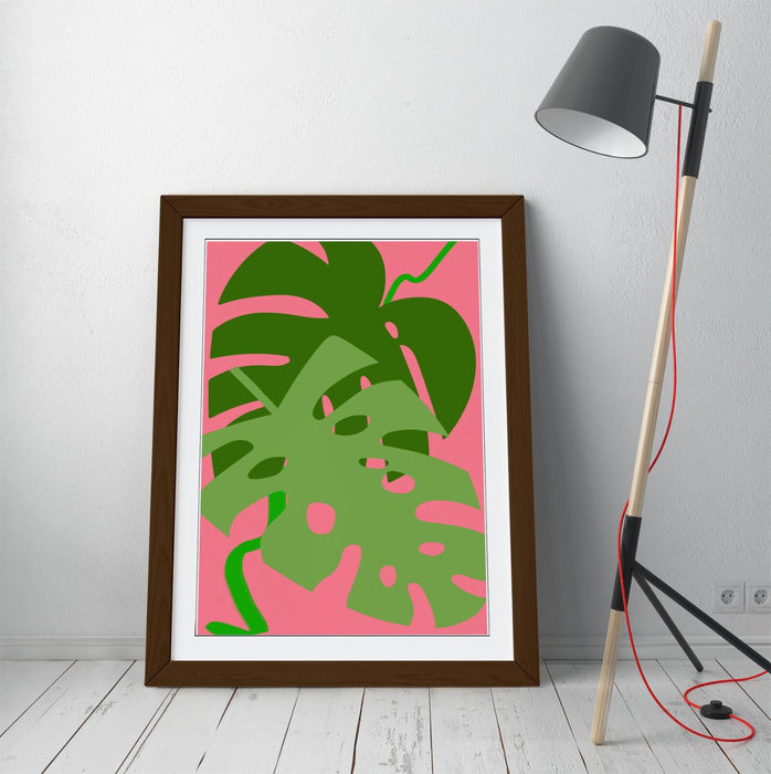 MONSTERA LEAF BOTANICAL TRENDY MINIMALIST -FRAMED WALL ART PICTURE PRINT ARTWORK
