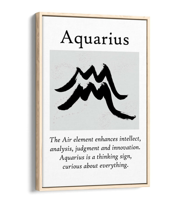 AQUARIUS STAR SIGN ZODIAC ASTROLOGY QUOTE -FLOAT EFFECT CANVAS WALL ART PRINT