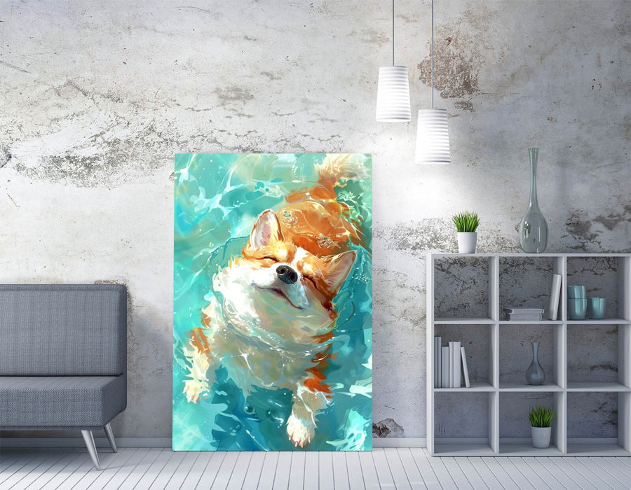 Corgi Canvas Art - Cute Smiling Dog Print on Archival Grade Canvas Wall Art