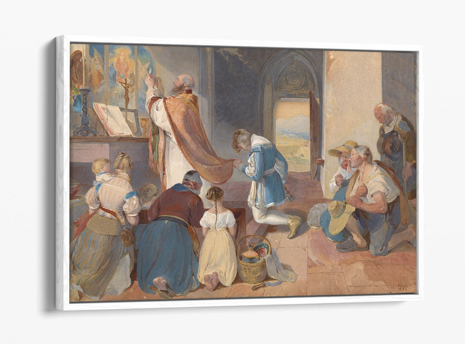 Canvas Wall Art – Peter Fendi Fridolin Assists With Holy Mass | Float Effect Print