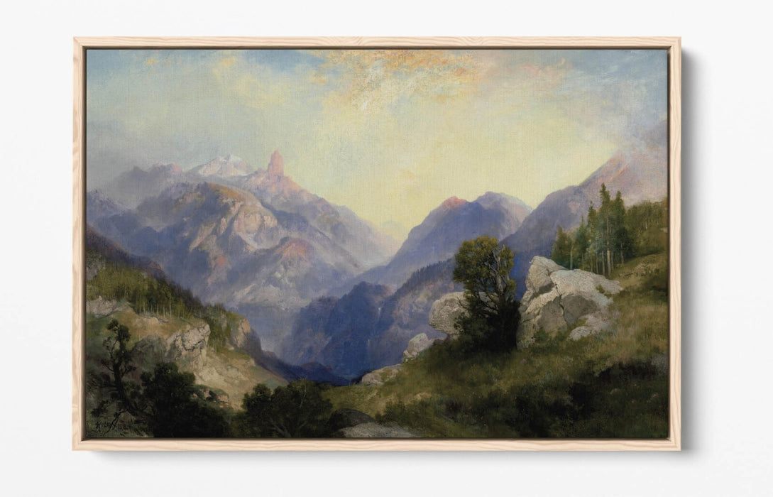 THOMAS MORAN, INDEX PEAK YELLOWSTONE -FLOAT EFFECT CANVAS WALL ART PIC PRINT