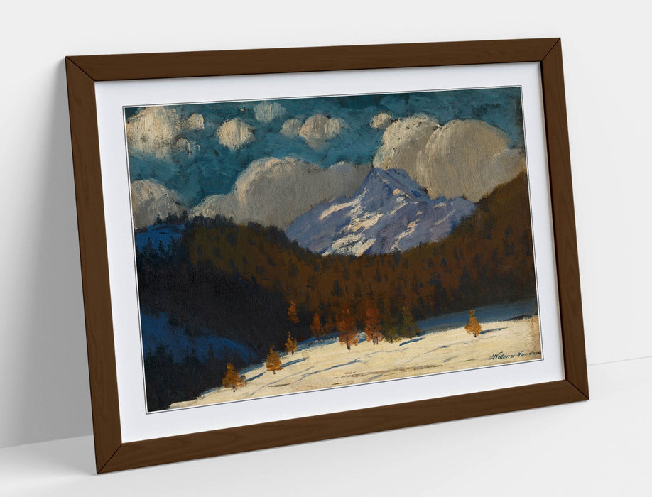 Framed Art Poster - High Tatras Winter Mountain Print With Natural Wood Frame