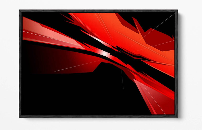 Float Effect Canvas Art - Red Black Abstract Bedroom Decor | 30mm Deep Frame