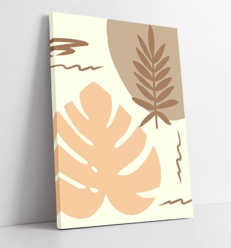 BOTANICAL LEAF BAUHAUS TRENDY MINIMALIST BATHROOM -CANVAS WALL ART PICTURE PRINT