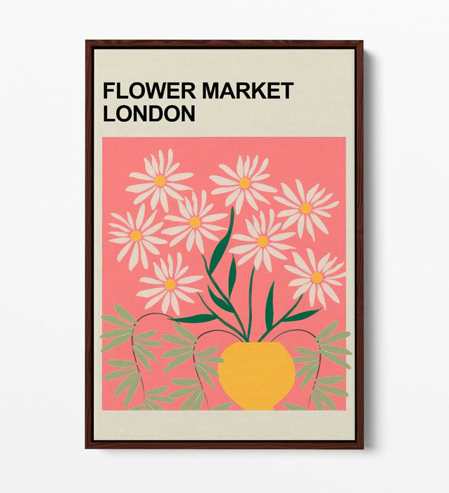 Floral Canvas Art – Flower Market Print | Contemporary Float Effect Canvas Wall Decor