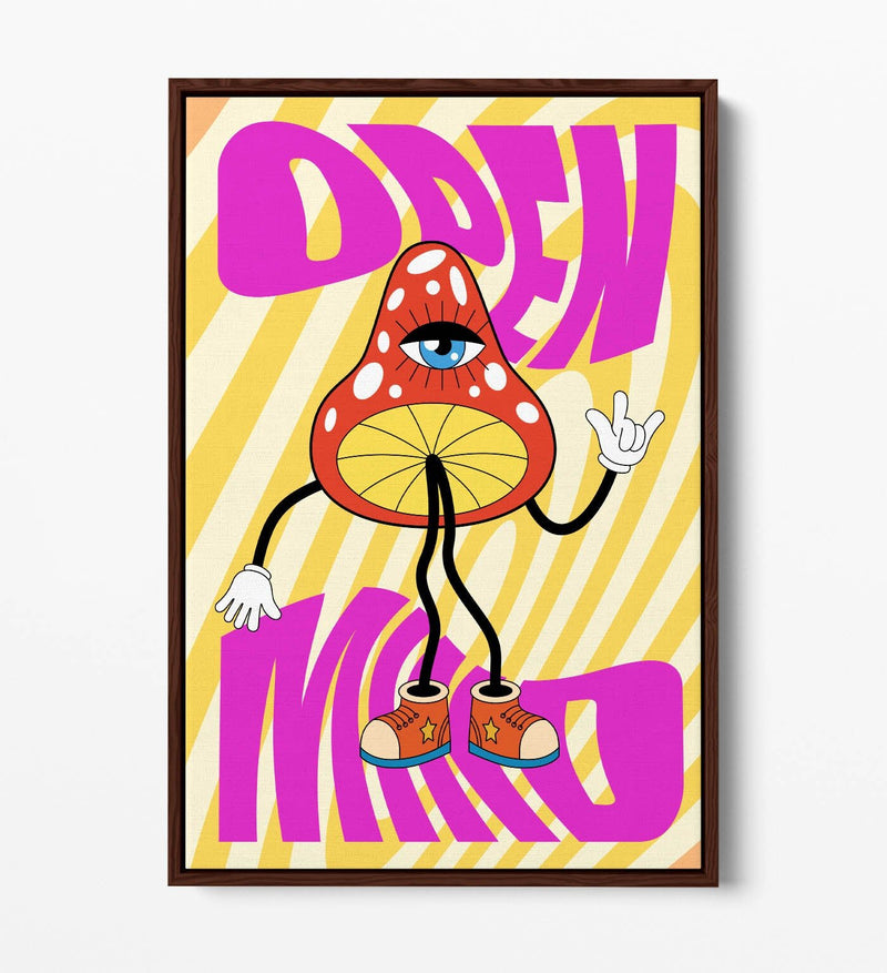 Mushroom Wall Art - Retro Groovy Canvas Print | Handmade UK Bedroom Decor
