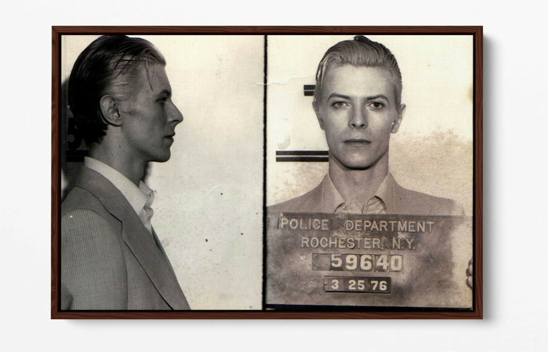 DAVID BOWIE MUGSHOT 2 -FLOAT EFFECT CANVAS WALL ART PIC PRINT- BLACK & WHITE