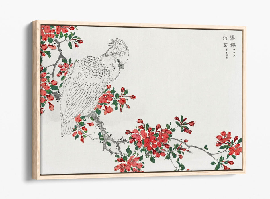 Float Effect Canvas Art - Parrot & Pyrus Spectabilis on Handmade MDF Frame
