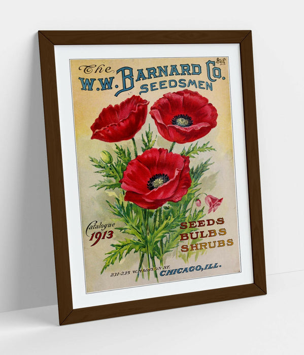 VINTAGE RETRO POPPY FLOWER POSTER -FRAMED WALL ART PICTURE PRINT