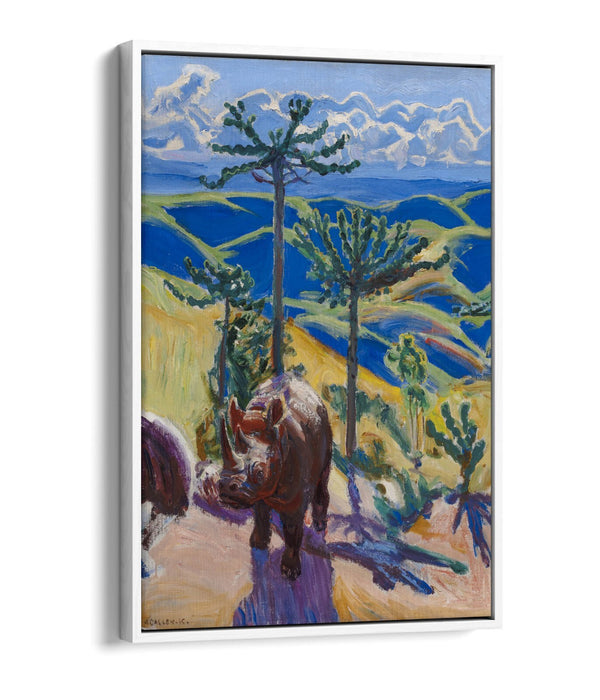 Canvas Wall Art - AskelI Gallen-Kallela Rhinoceros & Trees Float Effect Print