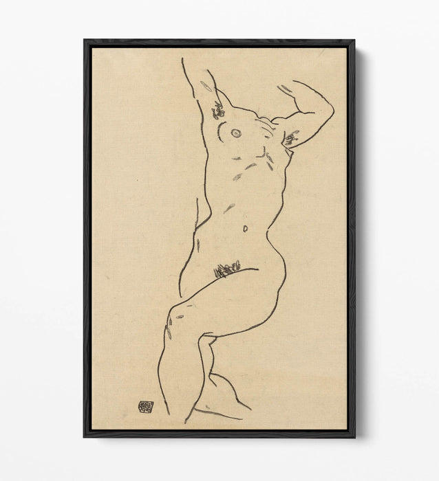 Canvas Wall Art Print – Egon Schiele Reclining Nude Painting | Float Effect Canvas