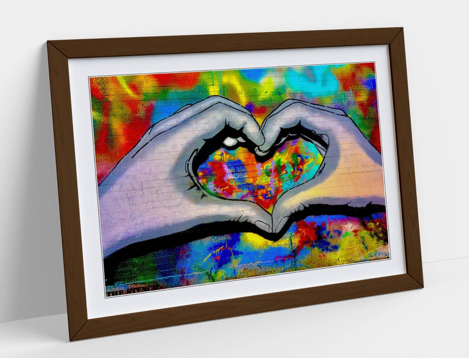 Framed Wall Art – Colorful Heart Hands Poster | Handmade UK Wall Art Print