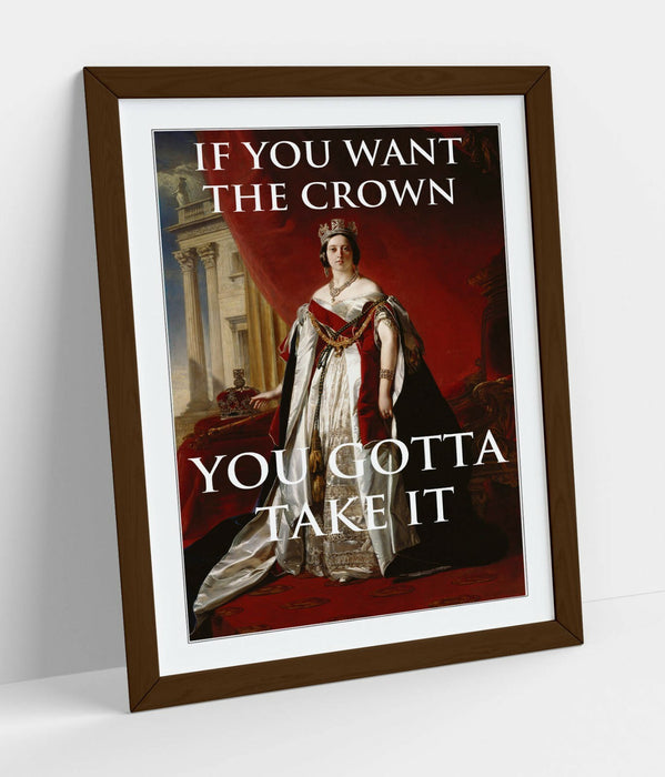 "IF YOU WANT THE CROWN" MOTIVATIONAL QUOTE SLOGAN -FRAMED WALL ART PICTURE PRINT