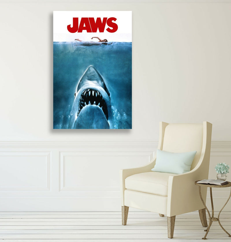 Vintage Movie Poster | JAWS Movie Canvas Wall Art Print - Ready To Hang