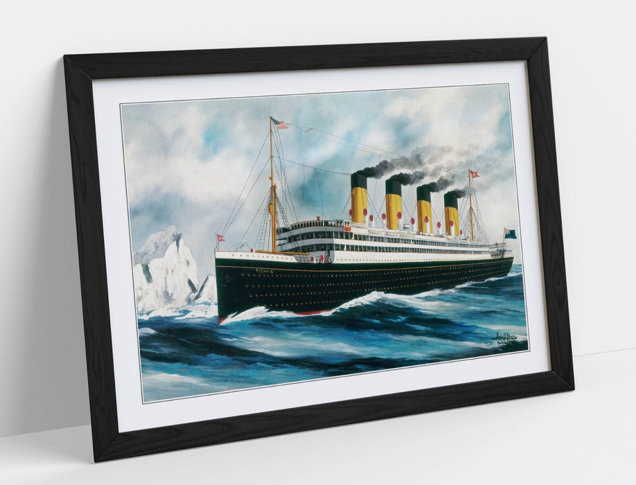 Framed Art Poster Featuring Titanic Steamer Ship Artwork - Handmade UK Frame