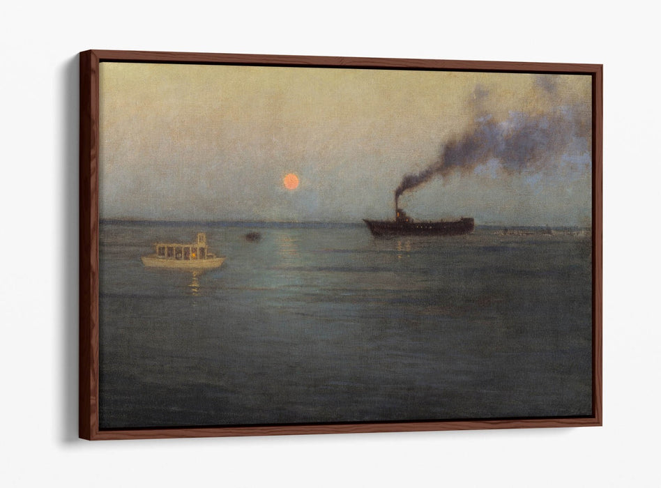 L. BIRGE HARRISON, ROSY MOON CHARLESTON HARBOR -FLOAT EFFECT CANVAS ART PRINT