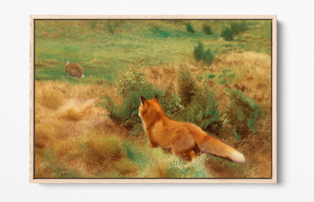 Canvas Wall Art - Fox Stalking Hare Float Effect | Premium Handmade UK Canvas Print